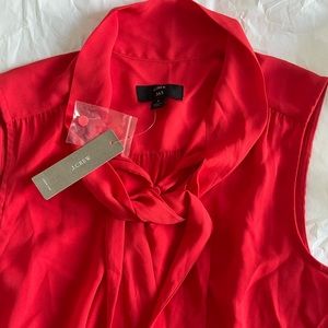 JCREW Drapey Tie Neck Sleeveless Blouse, Small NWT